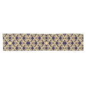 Navy Cream Damask Bows Korte Tafelloper (Horizontaal)