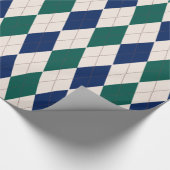 Navy, Cream en Forest Green Argyle Pattern Cadeaupapier (Hoek)