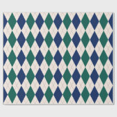 Navy, Cream en Forest Green Argyle Pattern Cadeaupapier (Vlak)