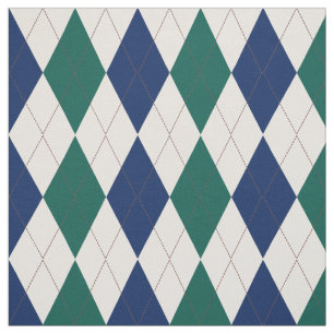 Navy, Cream en Forest Green Argyle Pattern Stof