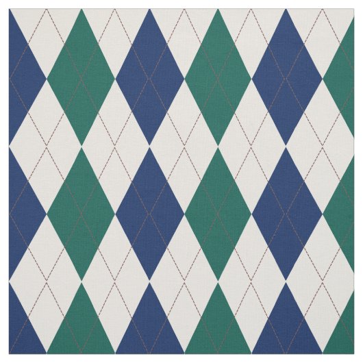 Navy, Cream en Forest Green Argyle Pattern Stof (Swatch)