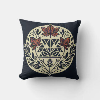 Navy Cream Geometric Maple Leaf Sierkussen
