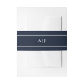 Navy Cream Monogram Huwelijksuitnodiging Belly Ban Uitnodigingen Wikkel (Voorkant Voorbeeld)