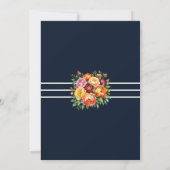 Navy Cream Peony Rozen Bloemboog bruiloft Kaart (Achterkant)