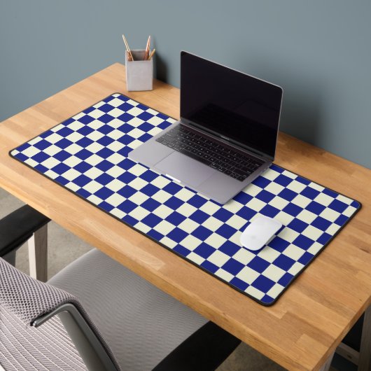 Navy & Cream Square Style Pattern Bureaumat (Kantoor 2)