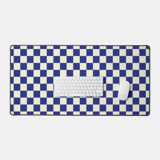 Navy & Cream Square Style Pattern Bureaumat (Keyboard & Muis)