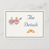 Navy & Cream Two Hearts Catholic Wedding  Informatiekaartje (Voorkant)