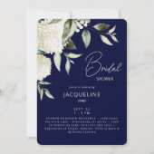 Navy & Cream White Hydrangeas Vrijgezellenfeest Kaart (Voorkant)