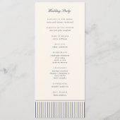 Navy & Crème Klassiek Schrift Pinstripe Bruiloft Programmakaart (Achterkant)