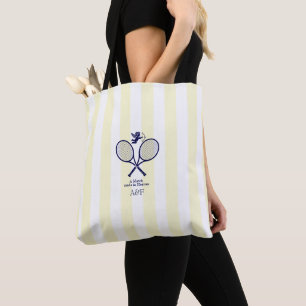 Navy & Crème Preppy Tennis Bruiloftsborrel Tote Bag