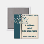 Navy/Creme Tree Bruiloft Magneet Favor (Voorkant / Achterkant)