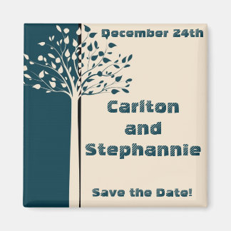 Navy/Creme Tree Bruiloft Magneet Favor