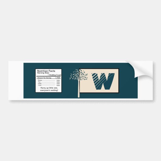Navy/Creme Tree Bruiloft Water Flessenetiket Bumpersticker (Voorkant)