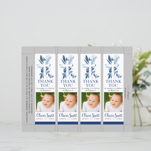 Navy Cross Foliage Baptism Foto Bladwijzer (Staand voorkant)