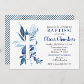 Navy Cross Rustic Boy Baptism Kaart (Voorkant / Achterkant)
