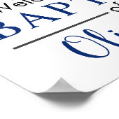 Navy Cross Rustic Boy Baptism WelkomstPoster Poster (Hoek)