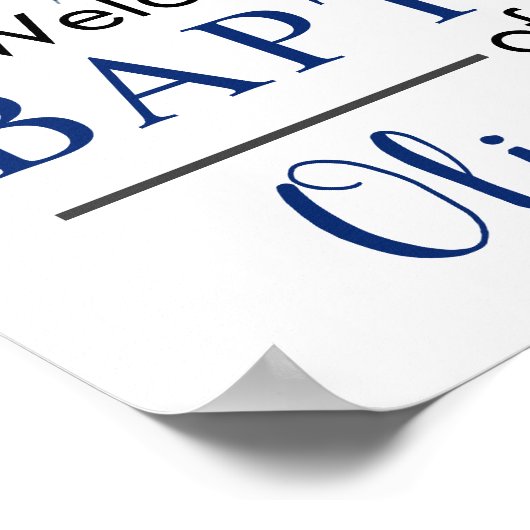 Navy Cross Rustic Boy Baptism WelkomstPoster Poster (Hoek)