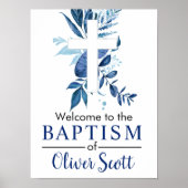 Navy Cross Rustic Boy Baptism WelkomstPoster Poster (Voorkant)