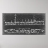 Navy Cruiser Blueprint Poster (Voorkant)