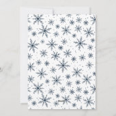 Navy Curved Lijst Snowflake Foto Feestdagenkaart (Achterkant)