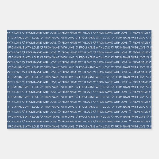 Navy Custom Gelukkige Verjaardag Met Liefde Inpakpapier Vel (Voorkant)