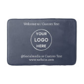 Navy Custom Logo Text Modern minimalist Business Badmat (Voorkant)