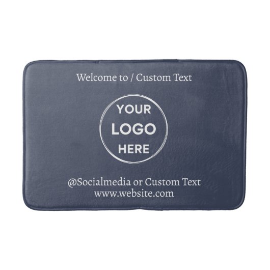 Navy Custom Logo Text Modern minimalist Business Badmat (Voorkant)