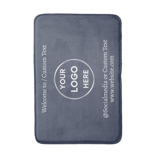 Navy Custom Logo Text Modern minimalist Business Badmat (Voorkant Verticaal)