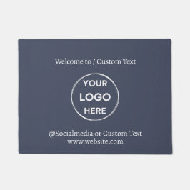 Navy Custom Logo Text Modern minimalist Business Deurmat