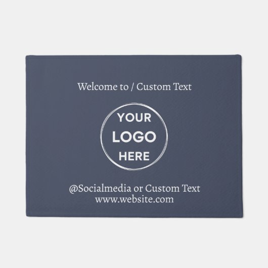 Navy Custom Logo Text Modern minimalist Business Deurmat (Voorkant)