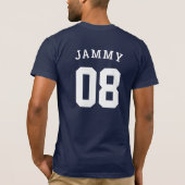 Navy Custom Team Naam Football Jersey T-shirt (Achterkant)