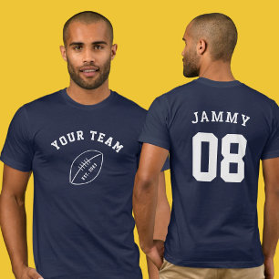 Navy Custom Team Naam Football Jersey T-shirt