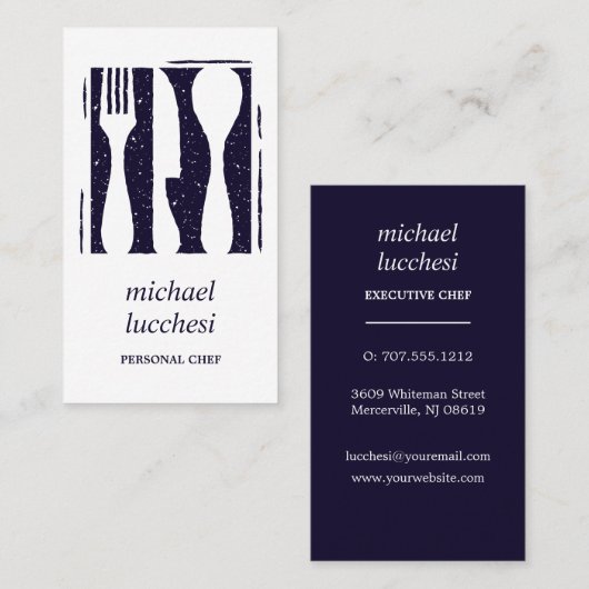 Navy Cutlery | Restaurants voor cateringproducten Visitekaartje (Voorkant / Achterkant)
