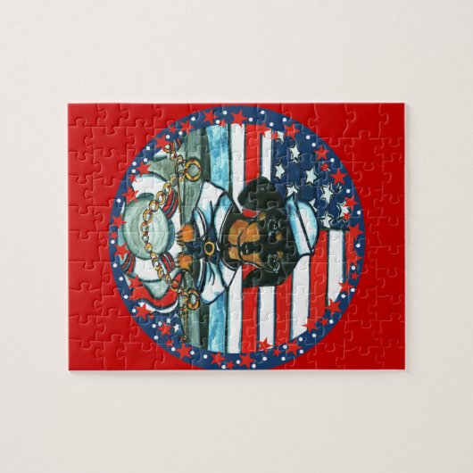 NAVY DACHSHUND LEGPUZZEL (Horizontaal)