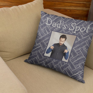 Navy Dad's Spot Couch Foto Vaderdag Gift Kussen