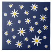 Navy Daisy Ceramic Tile Tegeltje (Voorkant)