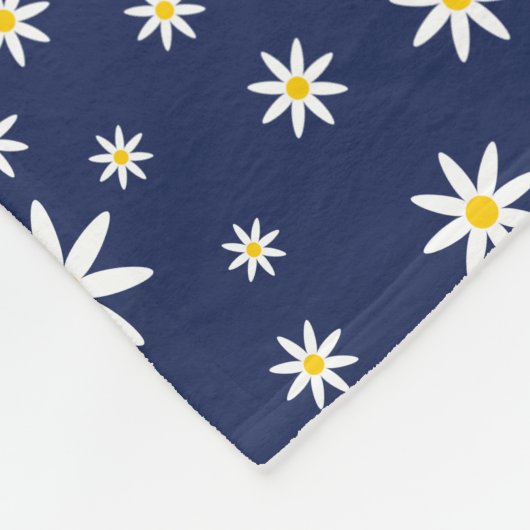 Navy Daisy Fleece Blanket Deken (Hoek)