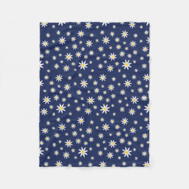 Navy Daisy Fleece Blanket Deken