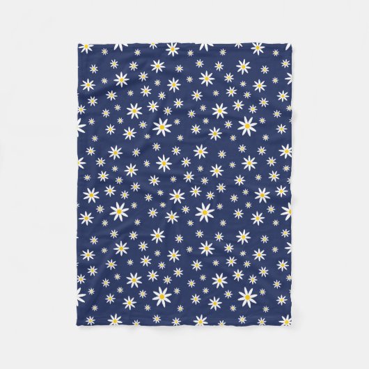 Navy Daisy Fleece Blanket Deken (Voorkant)