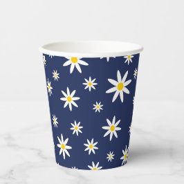 Navy Daisy Paper Cups Papieren Bekers