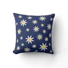 Navy Daisy Pillow