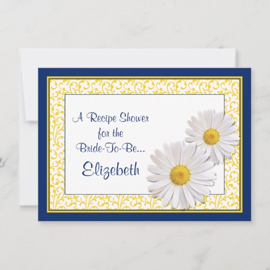 Navy Daisy Recipe Theme Bridal Shower Kaart (Voorkant)