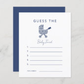 Navy Damask Baby shower raadt de Baby Food Invita (Voorkant / Achterkant)