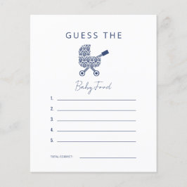 Navy Damask Baby shower raadt de Baby Food Invita