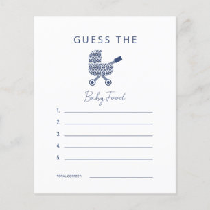 Navy Damask Baby shower raadt de Baby Food Invita