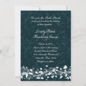 Navy Damask Cream Floral Wedding Invitation Kaart (Voorkant)