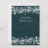 Navy Damask Cream Floral Wedding Invitation Kaart (Achterkant)
