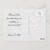 Navy damask FAUX lint diamante gesp Huwelijk Briefkaart (Achterkant)