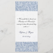 Navy damask FAUX lint diamante gesp Huwelijk Menu (Achterkant)