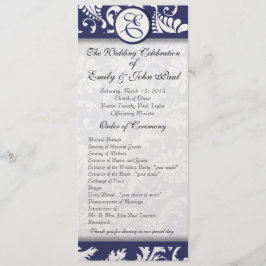 Navy Damask Swirls Trouwprogramma Programmakaart